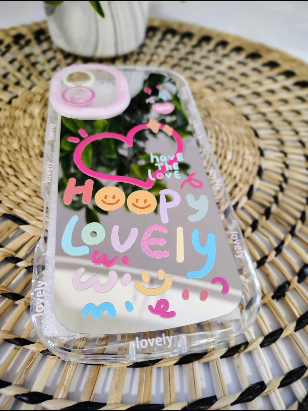 Clear Cute 'Hoopy Lovely' Pink Heart IPhone 16 Plus Case